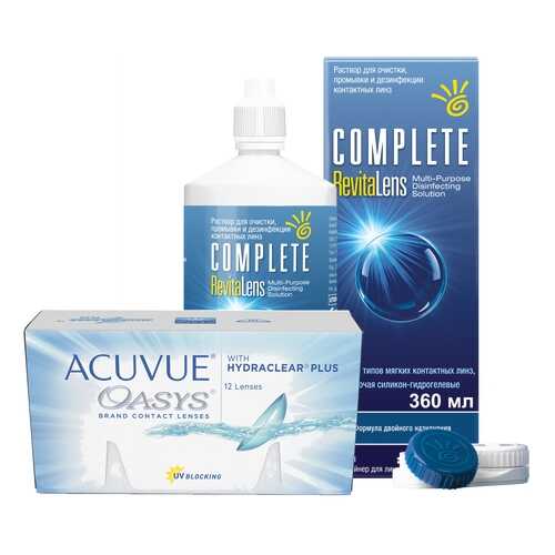 Контактные линзы Acuvue Oasys 12 линз R 8.4 -1.50 + Раствор Complete RevitaLens 360 мл в Фармленд