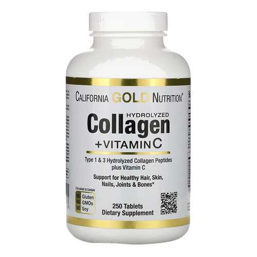 Hydrolyzed Collagen Peptides 1,3+Vitamin C California Gold Nutrition 6000 мг табл. 250 шт. в Фармленд